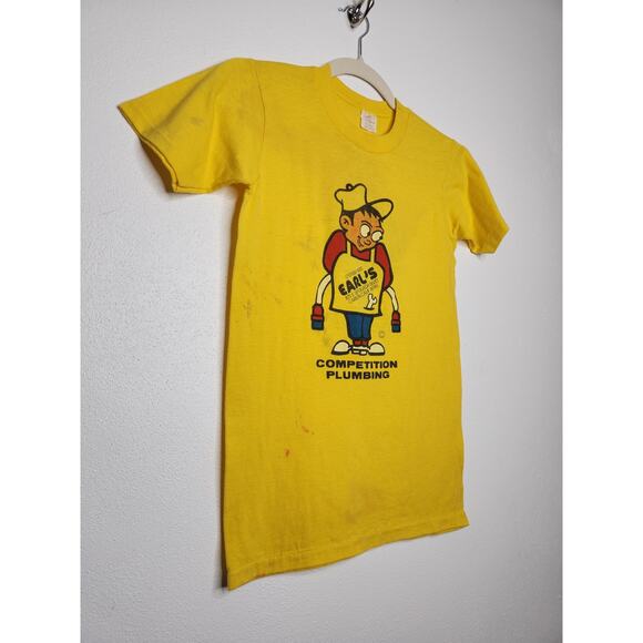 Vintage 70s Earls Plumbing California Double Sided Single Stitch Shirt Small - Picture 4 of 9